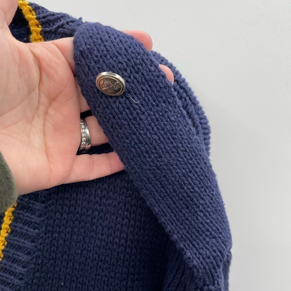 Y2K VINTAGE LINDSEY BLAKE M Military naval nautical yellow woman cardigan - Picture 6 of 7